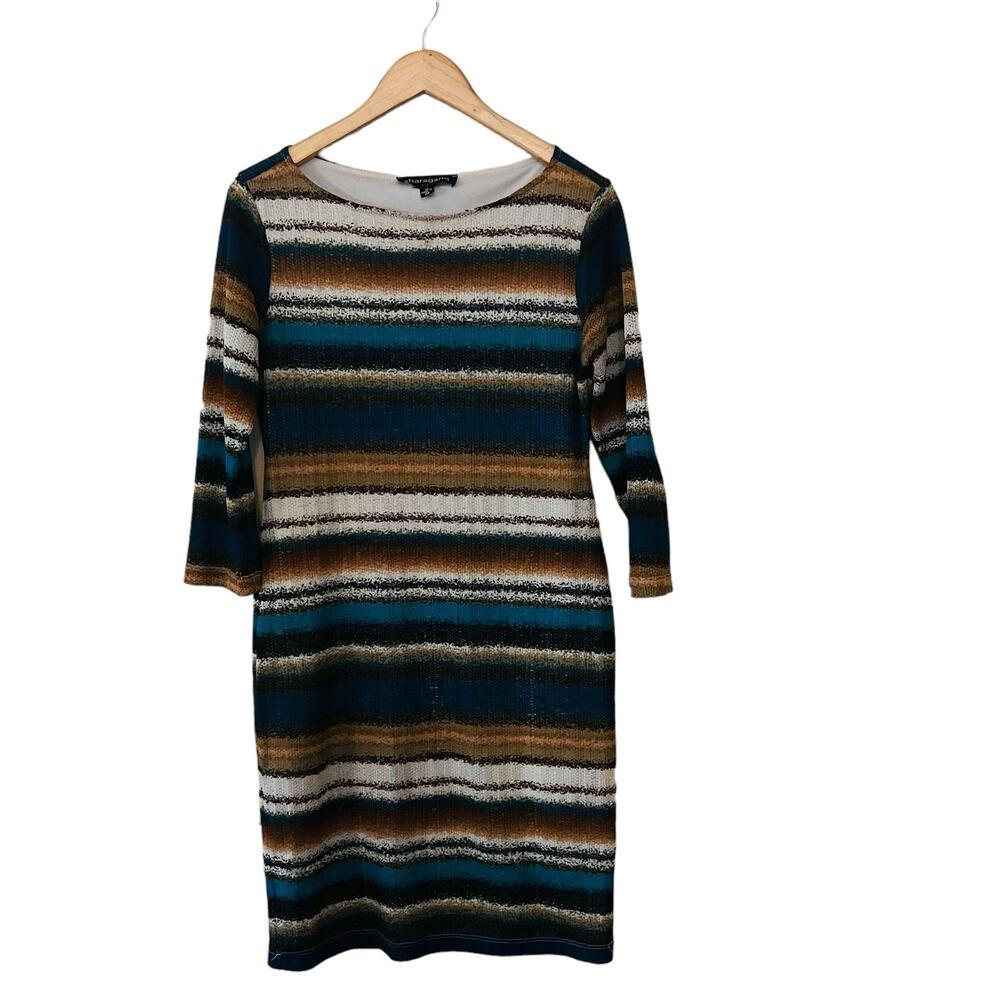 Sharagano Knit Multicolored Striped Sheath Dress Size 12